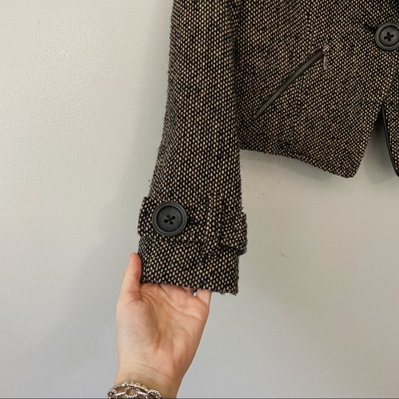Cabi Tweed Wool Blend Tan Black Career Blazer - Picture 3 of 7